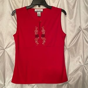 Nine & Company Red Sleeveless Blouse Size S
